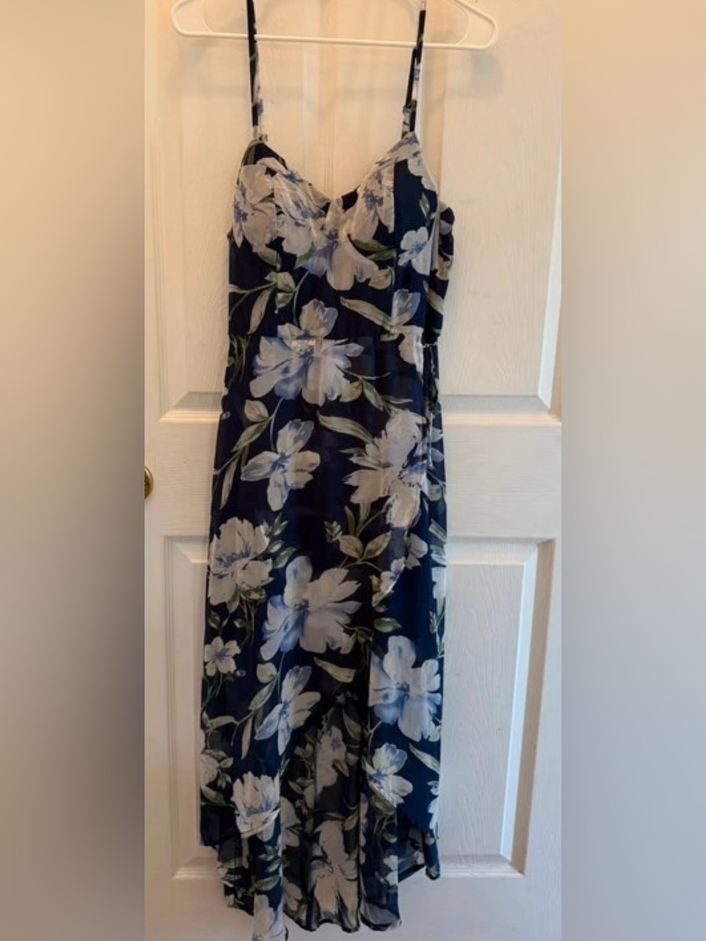 Lily Rose Thin Strap Blue Floral Dress Size Large